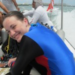 Riding on the boat out to the dive site.